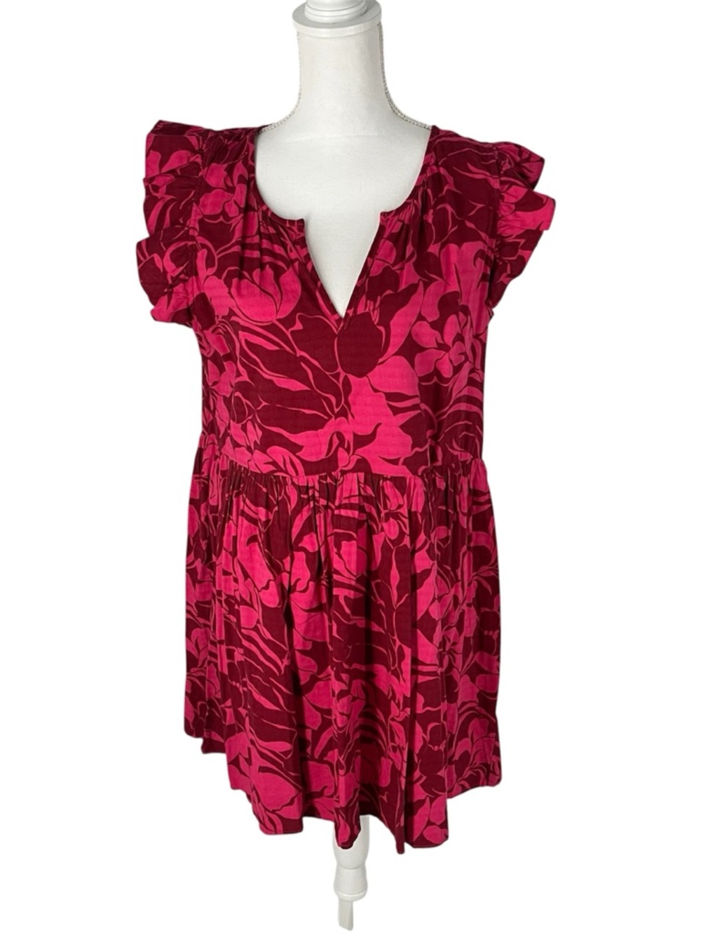 Evereve Charlotte Pink Floral Mini Dress Large Sundress